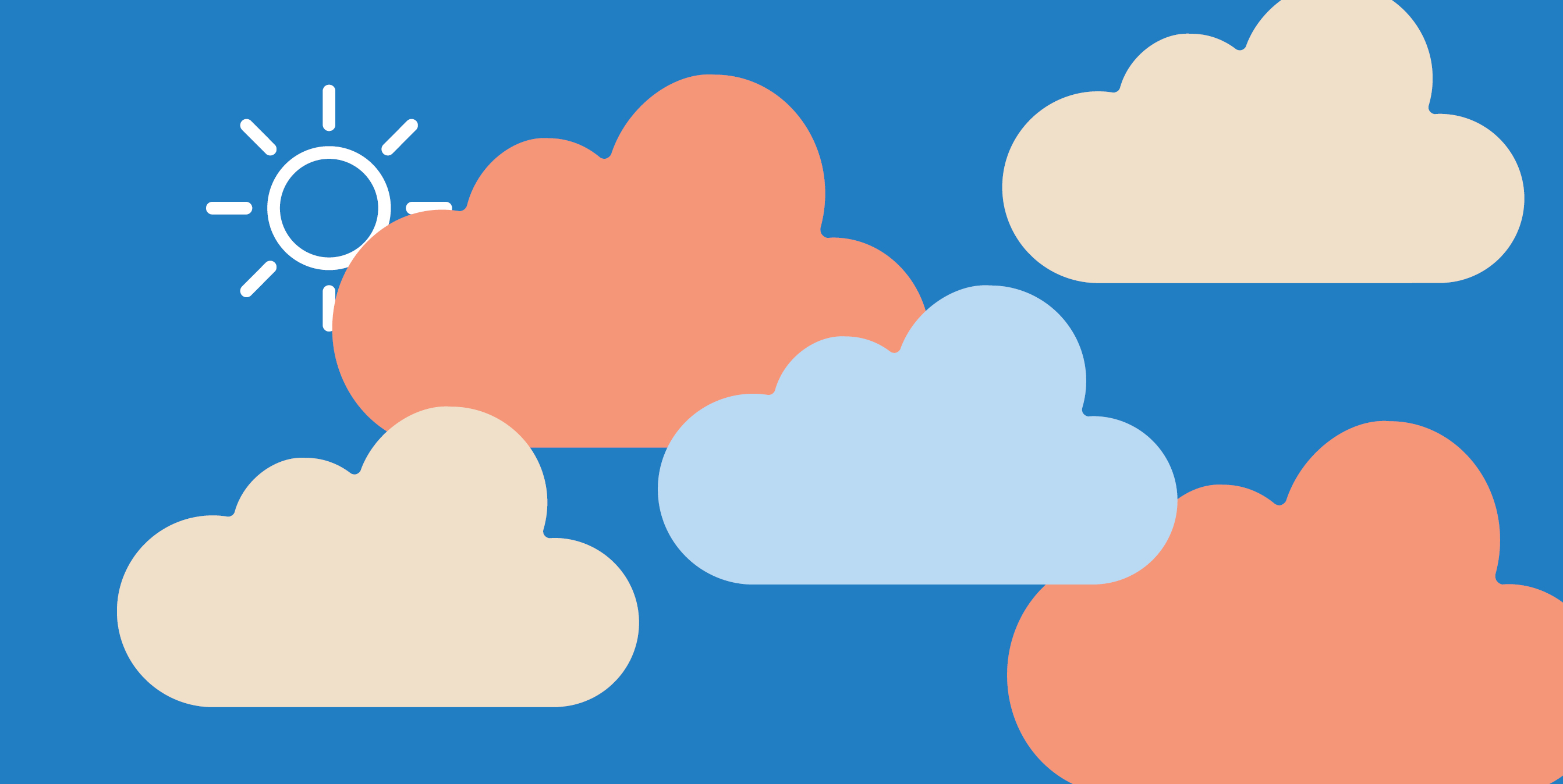 Graphic depiction of a blue sky and clouds.